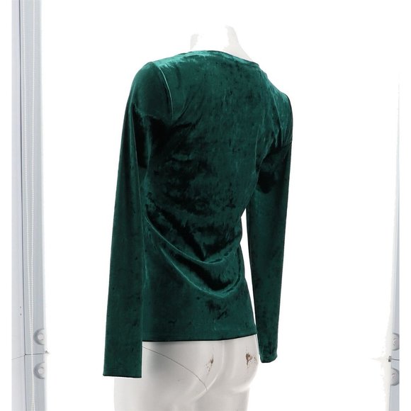 NWT SKINNYGIRL GIANA CRUSHED VELVET SQUARE NECK TOP BOTANICAL GARDEN GREEN MED. - Picture 5 of 13
